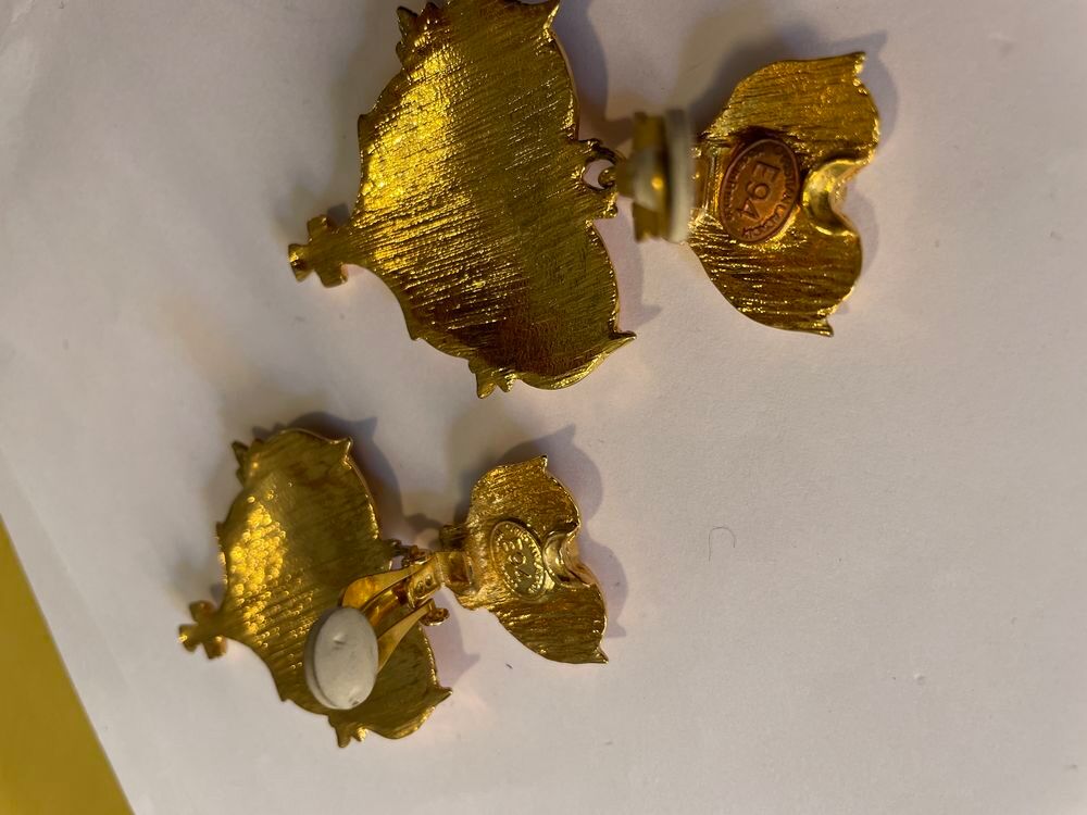 BO Clip c?ur croisillons email rose nacr&eacute; + pendant c?ur CL Bijoux et montres