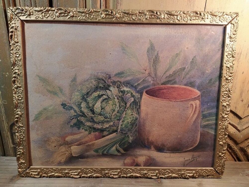 Paire d'Aquarelles Natures Mortes aux L&eacute;gumes de Jean Mayer 