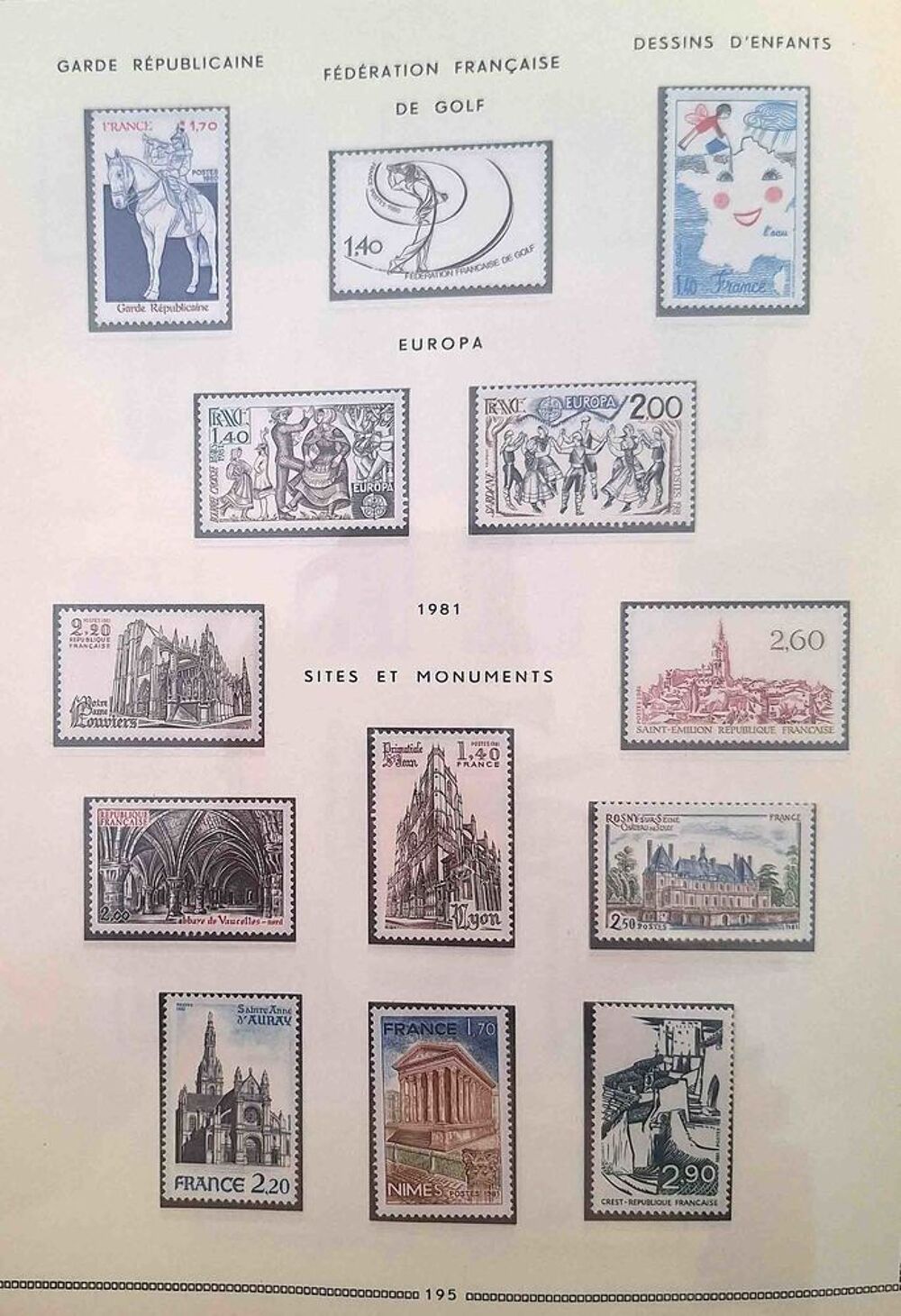 S&eacute;rie de timbres de collection de France F4 