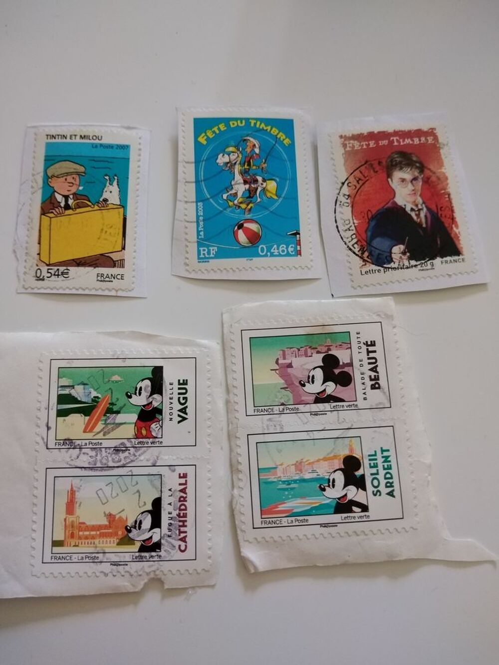 Lot de 7 timbres de collection "Bd et dessins anim&eacute;s" 