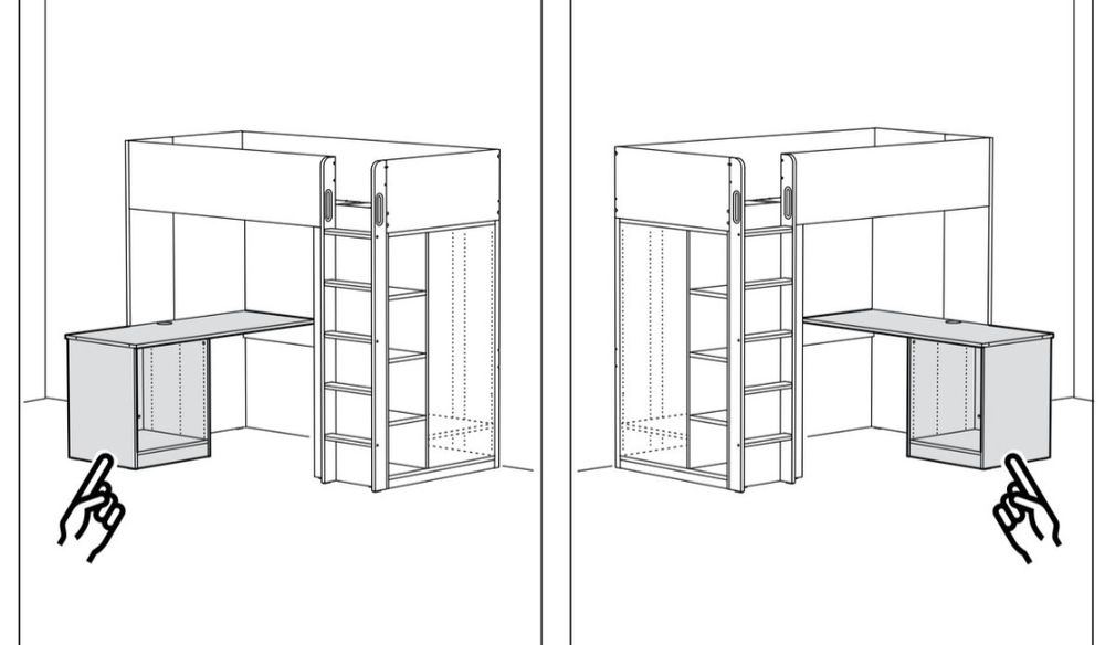 Lit mezzanine blanc avec bureau et rangements Mobilier enfants