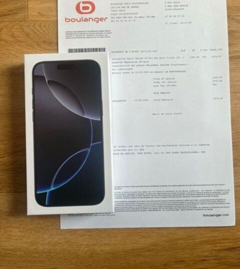 iPhone 16 pro noir neuf 1TO 850 Paris 16 (75)