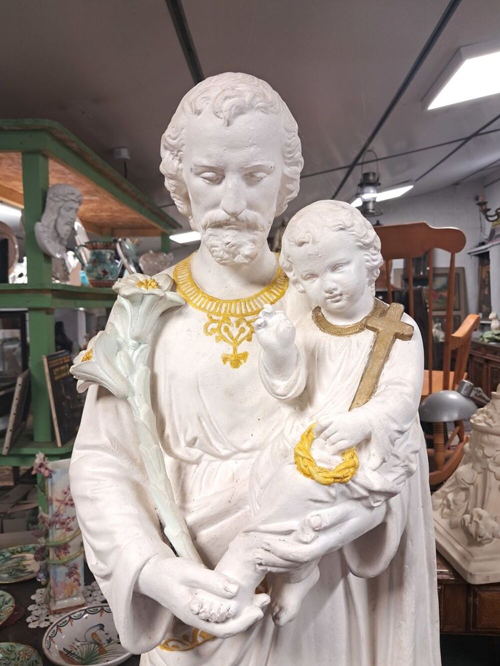 Statue St Joseph et l'enfant, fin XIX&egrave;me Décoration