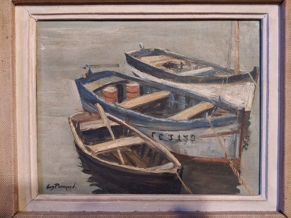 Tableau Les Barques Sign&eacute; Guy Pennamen Peintre de Concarneau Décoration