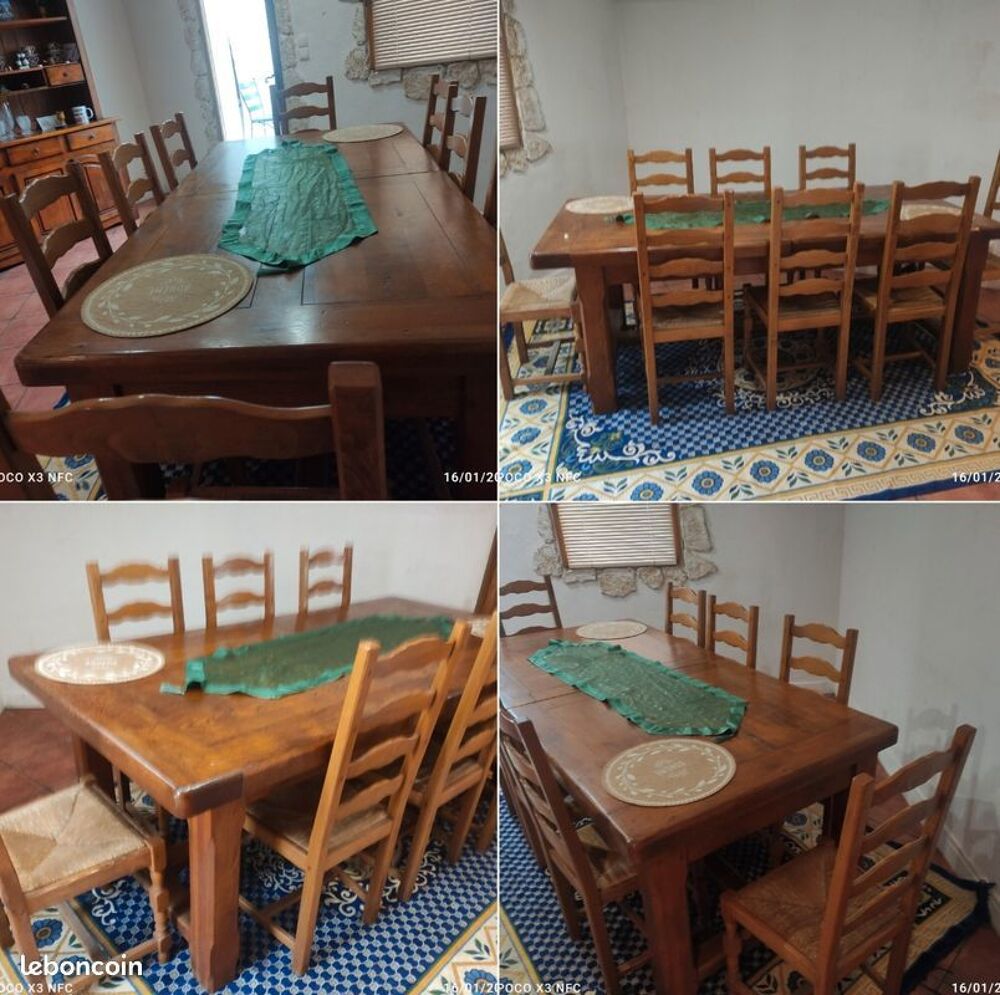 Salle &agrave; manger compl&egrave;te buffet table de ferme 100% ch&ecirc;ne Meubles