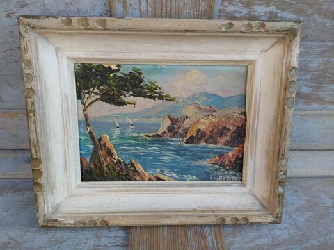 Tableau Paysage Marin Mer Méditerranée Signé Langlade 
40 Loches (37)