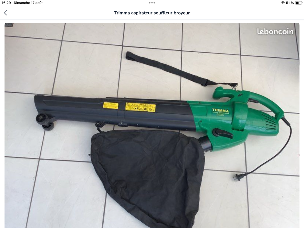 Aspirateur souffleur tr&egrave;s peu utilis&eacute; en parfait ? &eacute;tat Jardin