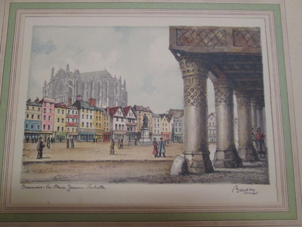 2 dessins publicitaires monuments Beauvais sign&eacute;s Barday 