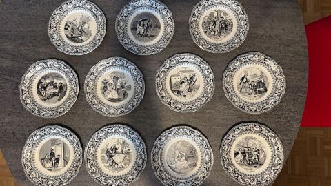 ASSIETTES ANCIENNES PARLANTES PORCELAINE DE GIEN 80 Berric (56)