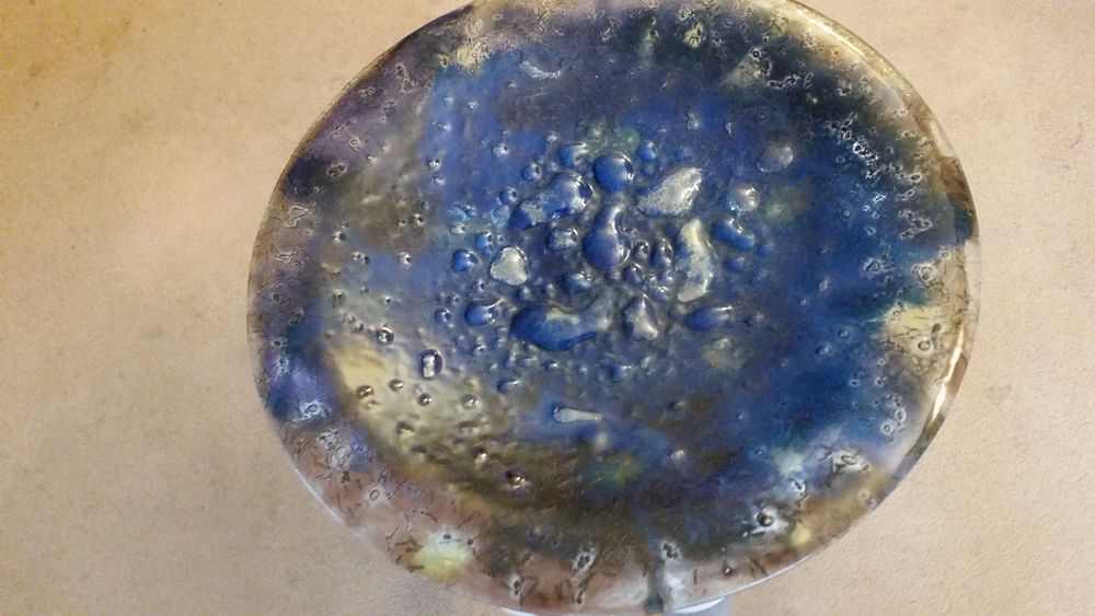 Grande assiette d&eacute;corative ou pr&eacute;sentation en verre souffl&eacute; Décoration