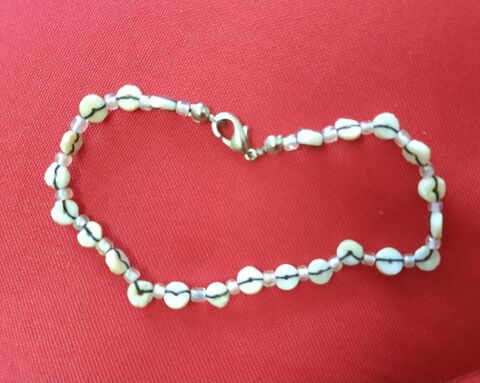 Bracelet cheville perles fantaisie écru nacré et rose pâle  3 Domart-en-Ponthieu (80)