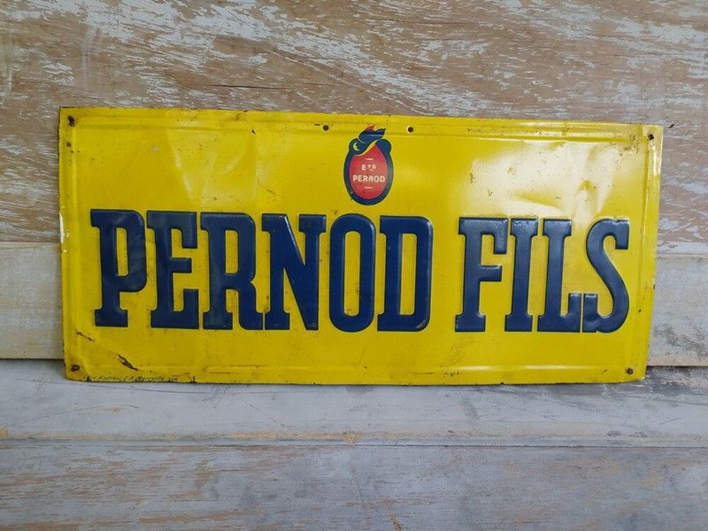 Ancienne Plaque T&ocirc;le Publicitaire Pernod Fils 
