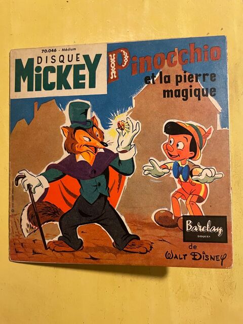 1957 Livre-disque MICKEY PINOCCHIO la pierre magique BARCLAY 45 Vigneux-sur-Seine (91)