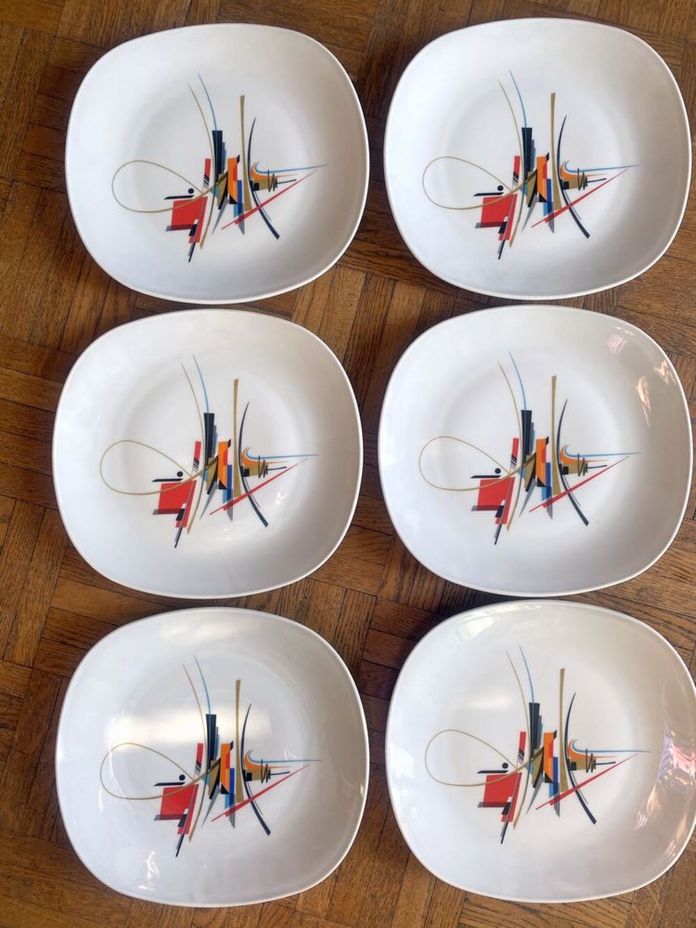 Assiettes plates Limoges Georges Boyer mod&egrave;le script Cuisine