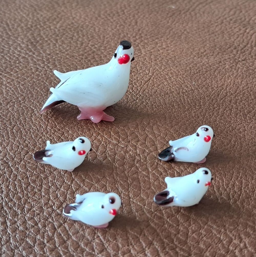 lot de 10 animaux miniatures en p&acirc;te de verre pigeon chien Décoration