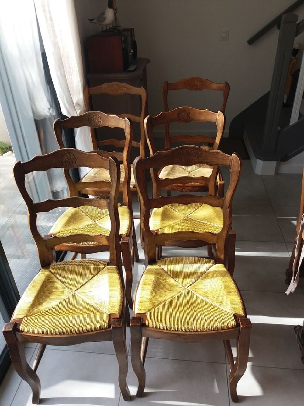 chaises en ch&ecirc;ne - assise paille Meubles