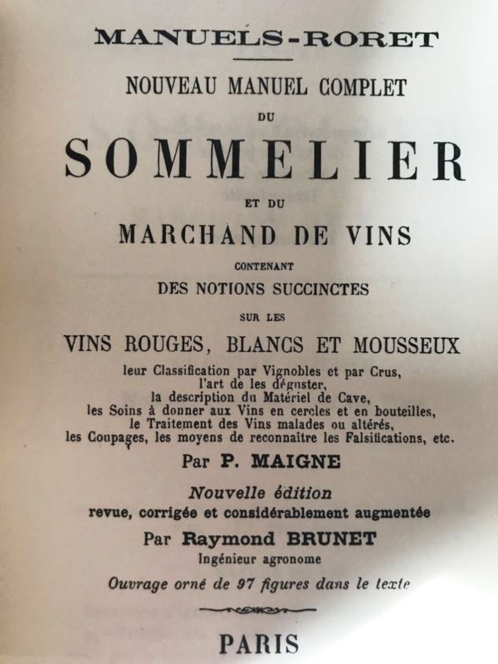 Guide du SOMMELIER ( livre rare 1000 ex.) Livres et BD