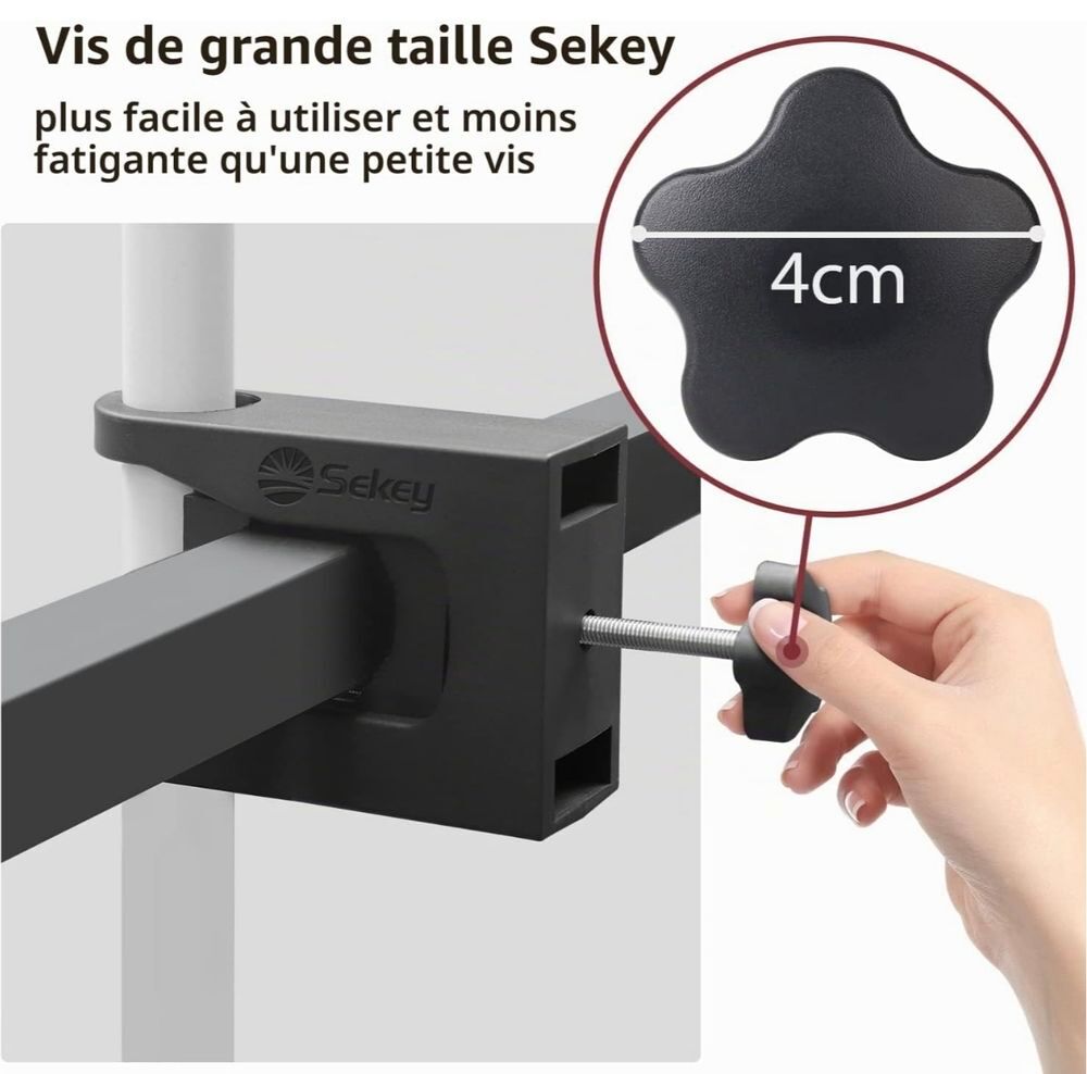 Sekey Fixation Parasol Balustrade Barre 20-45mm &amp; 19-40mm Jardin