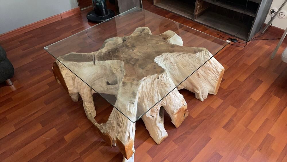 Table basse 120x120 en bois massif de teck Meubles