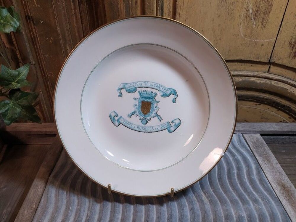Assiette Porcelaine Soci&eacute;t&eacute; de Tir du Santerre Rosi&egrave;res 