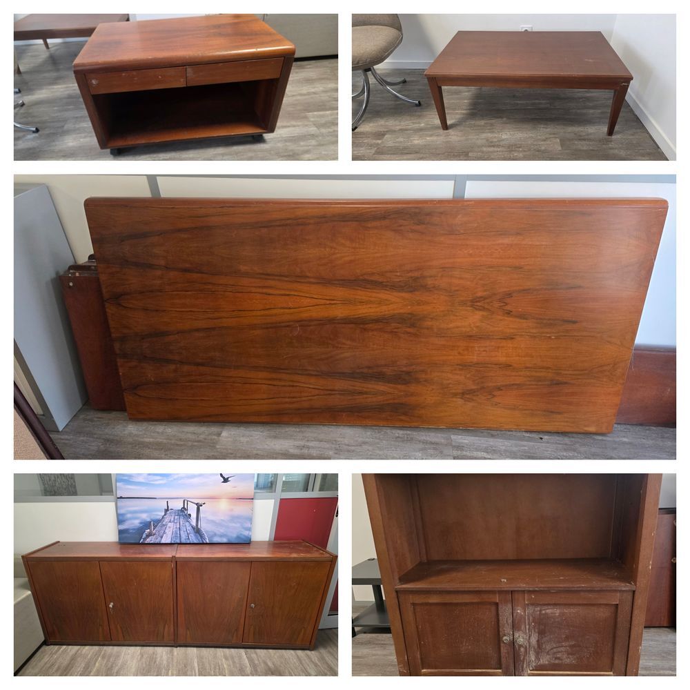 Lot de 5 pi&egrave;ces mobilier bois massif Meubles