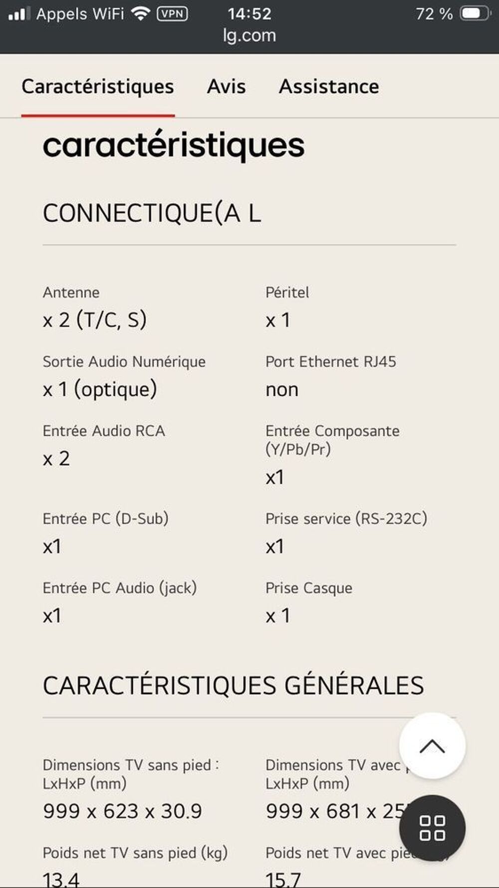 T&eacute;l&eacute;vision LG 108cm 3D Photos/Video/TV