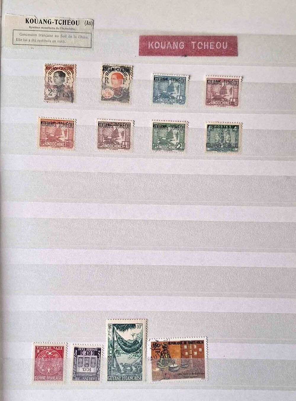 S&eacute;rie de timbres de collection de Kouang Tch&eacute;ou 