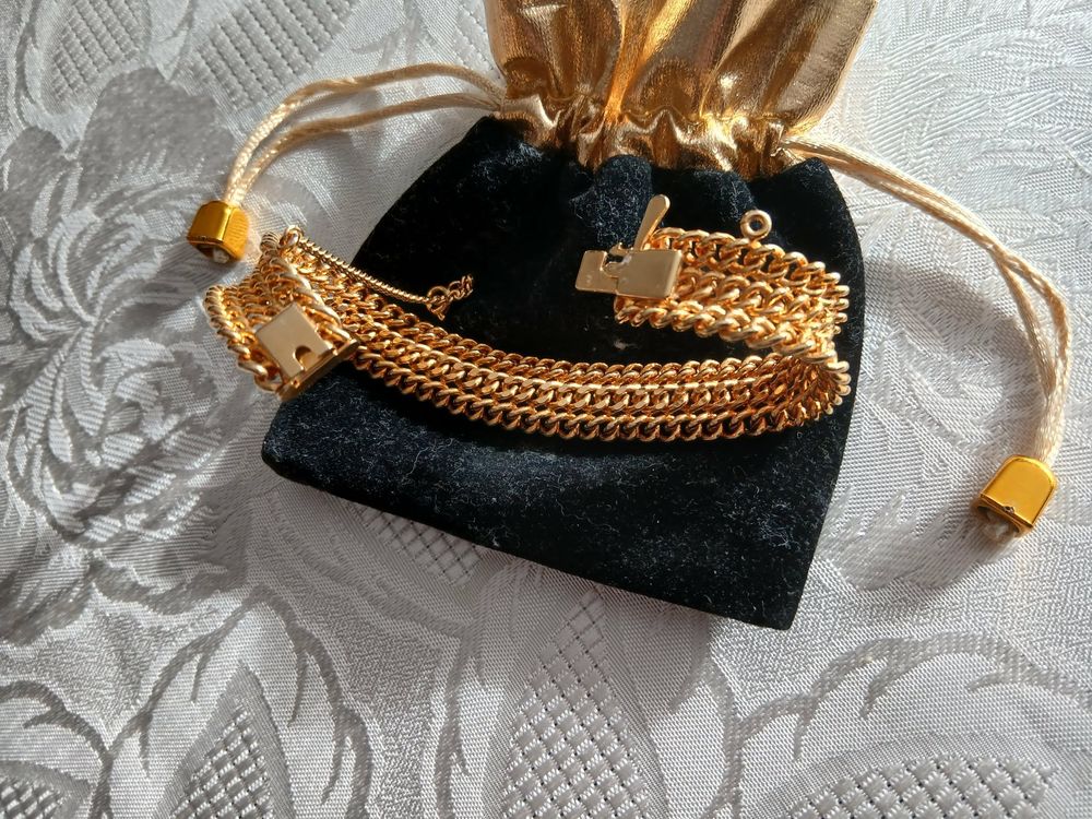  Bracelet mailles gourmette tress&eacute; dor&eacute; or fin brillant Bijoux et montres