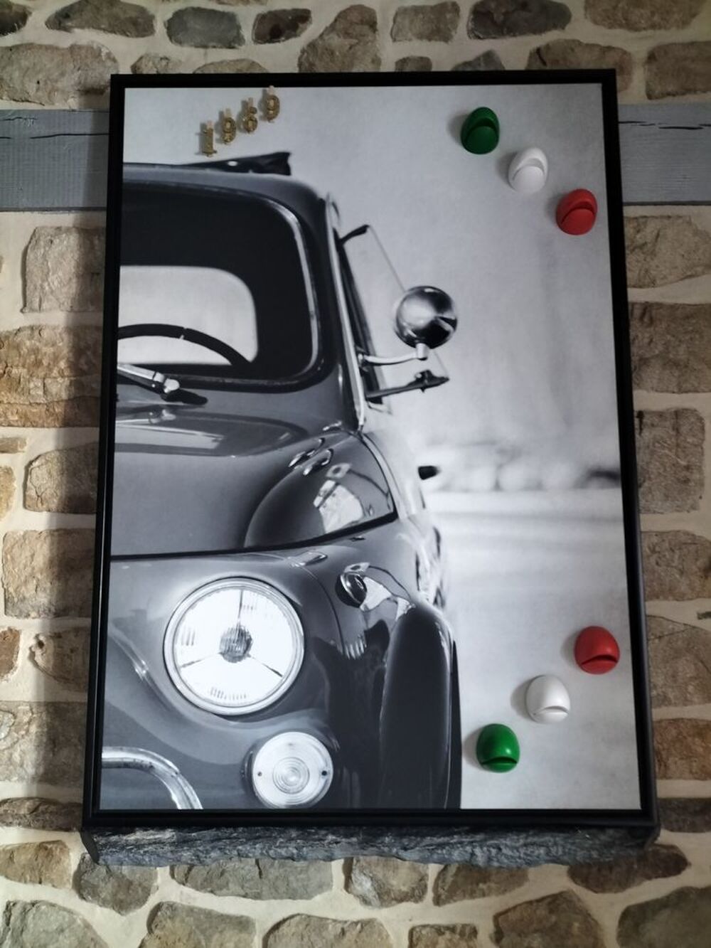 Ensemble fiat 500 don miniature et horloge murale Décoration