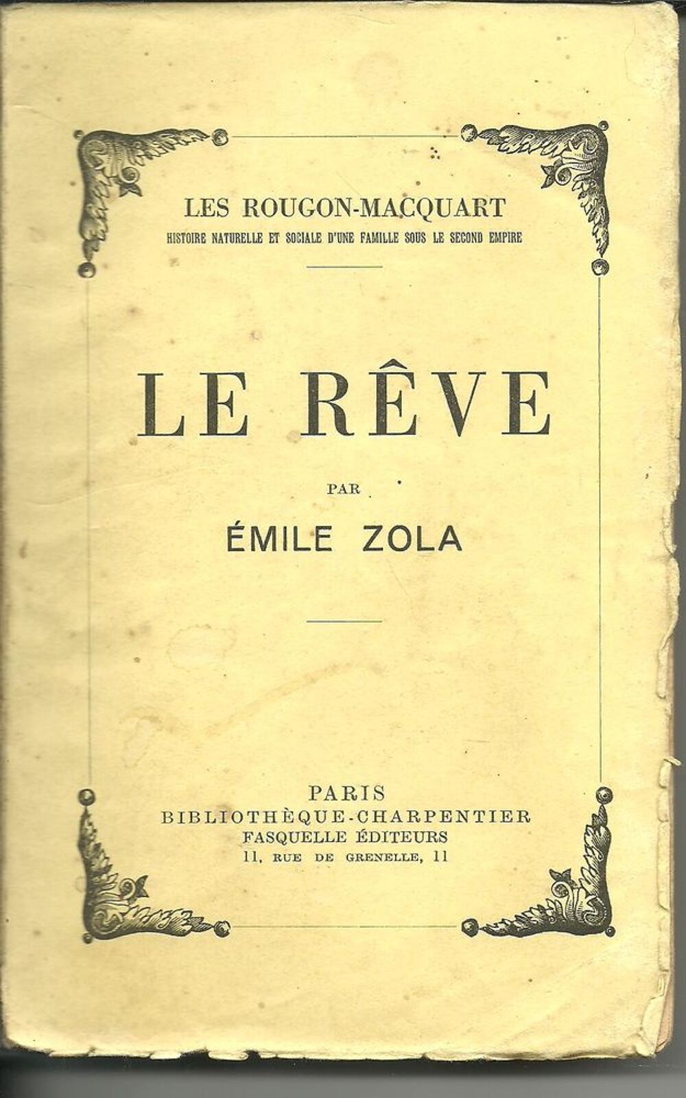 Emile ZOLA Le r&ecirc;ve - Biblioth&egrave;que CHARPENTIER 1947 Livres et BD