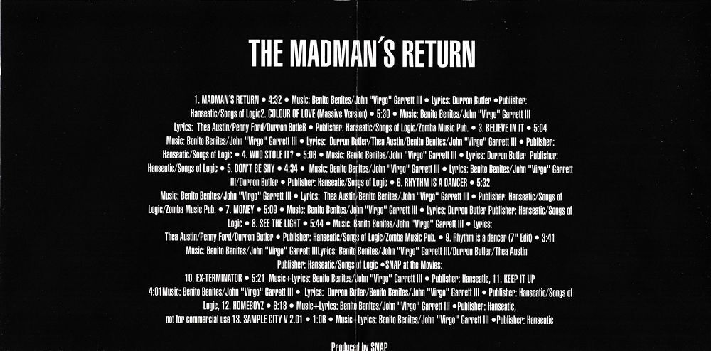 CD Snap The Madman's Return CD et vinyles