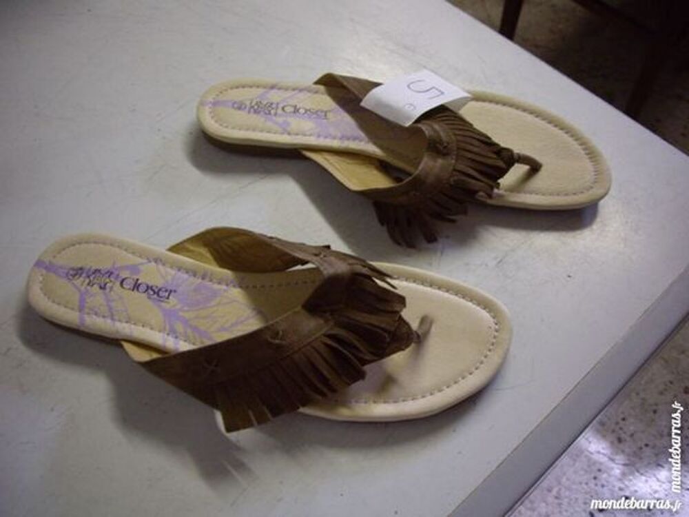 Entredoigts Beige &agrave; franges pt 40 Chaussures