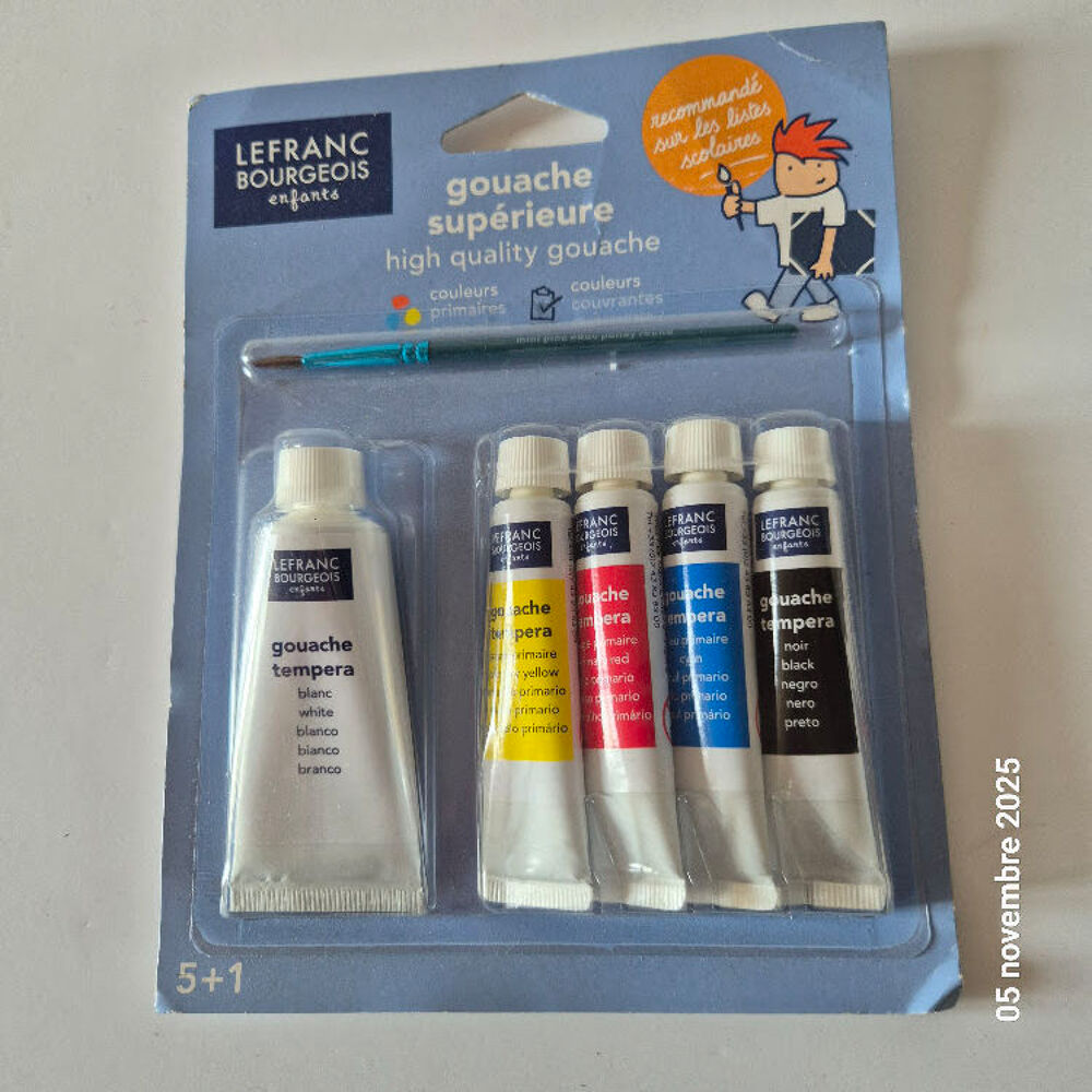 Gouache en tube Lefranc Bourgeois, set de 5 tubes assortis Bricolage