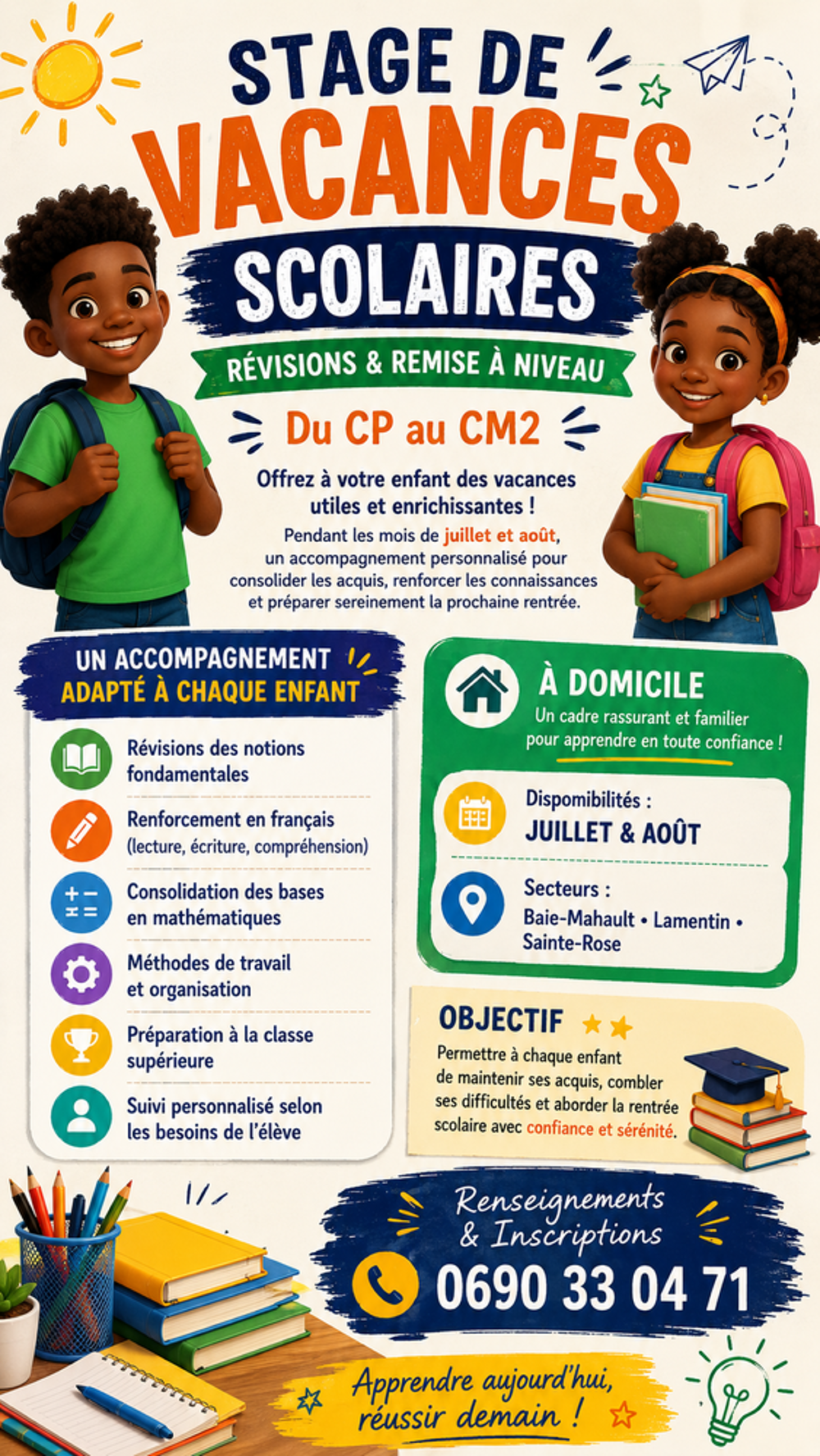   STAGE DE VACANCES SCOLAIRES 
Révisions & Remise à Niveau
