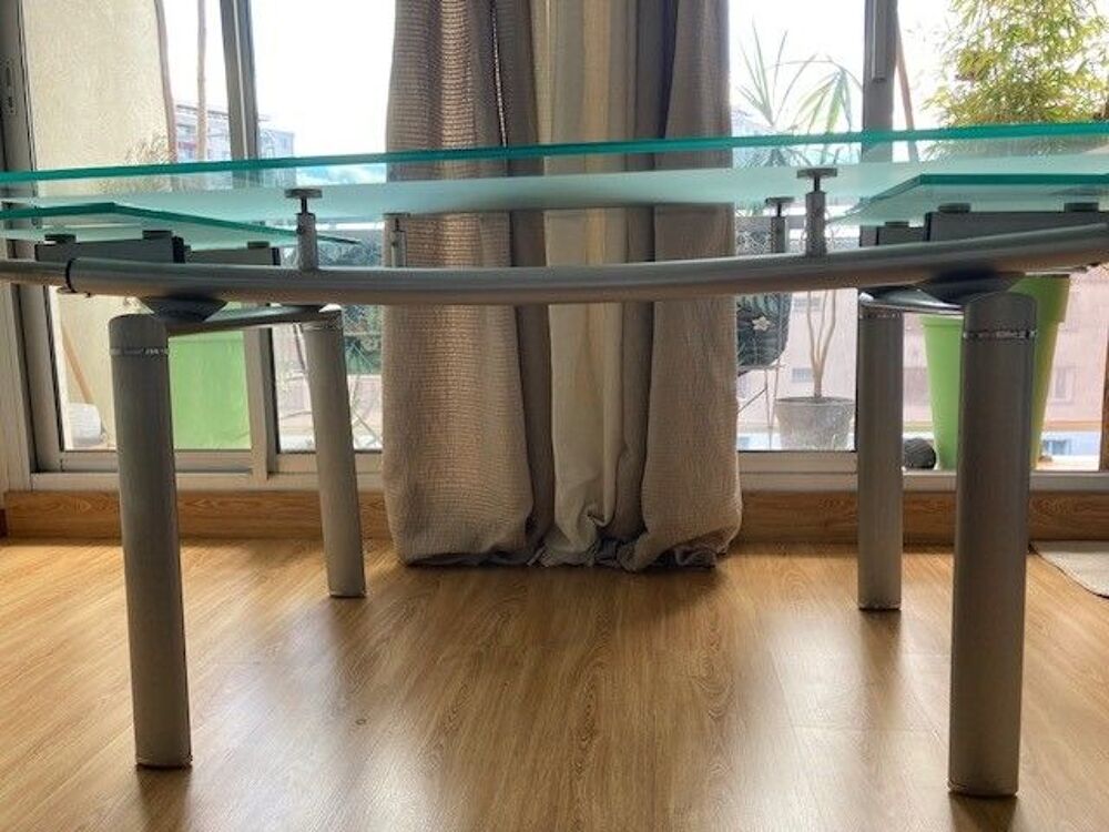 Table &agrave; manger en verre avec rallonges extensibles Meubles