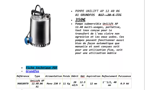 Pompe Submersible Multi-Usage Grundfos 350 Brassac (81)