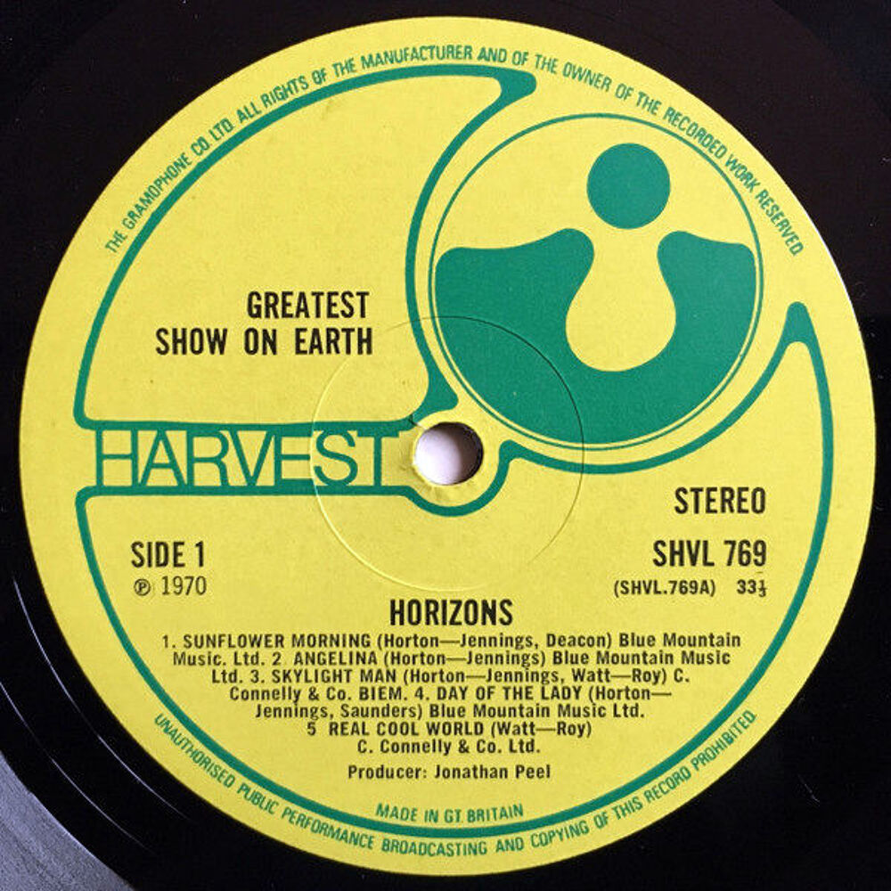 Horizons The Greatest Show On Earth ? Pathe Marconi 1970 CD et vinyles