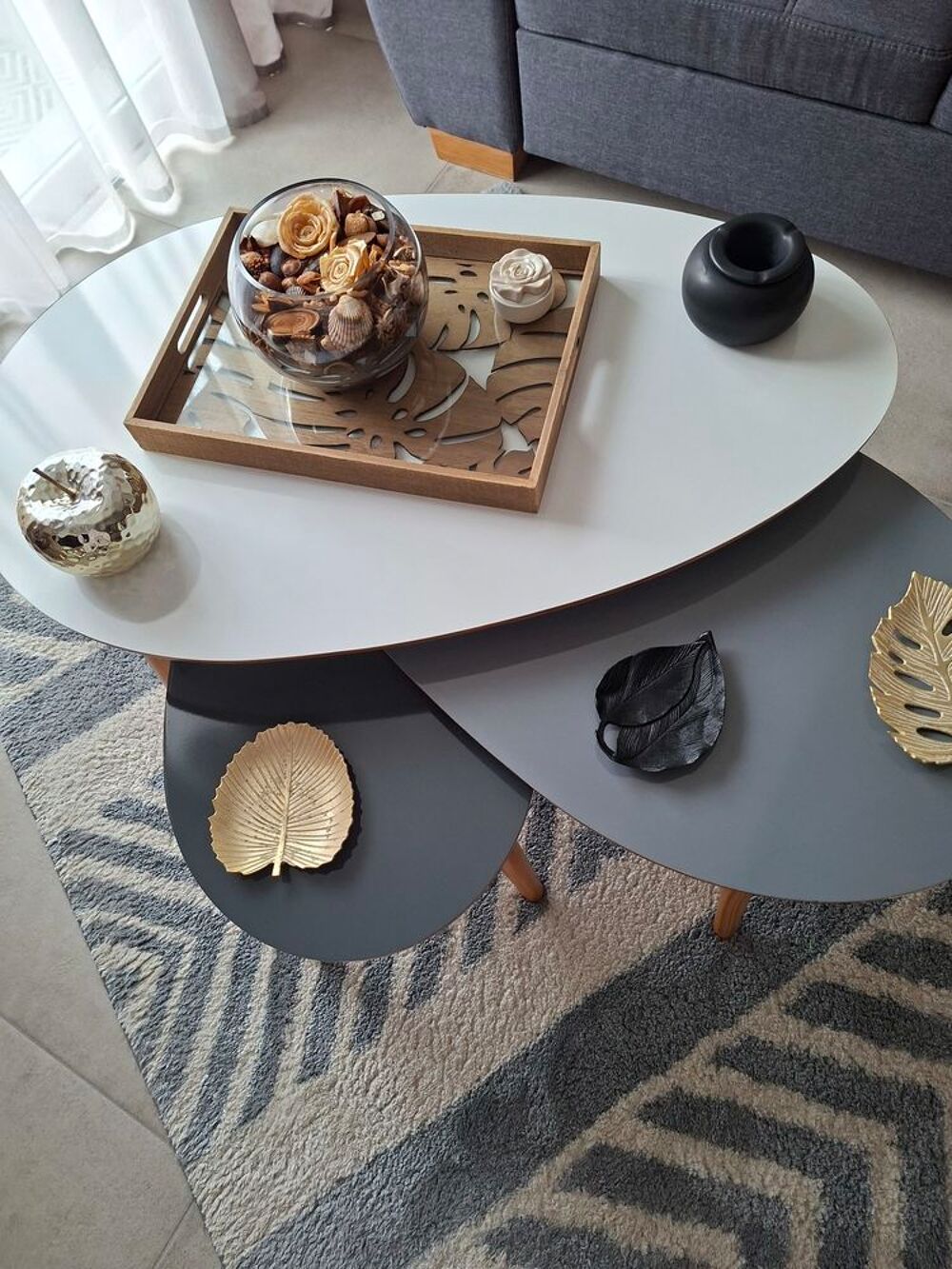 3Tables basses+1 tapis120x170 Meubles