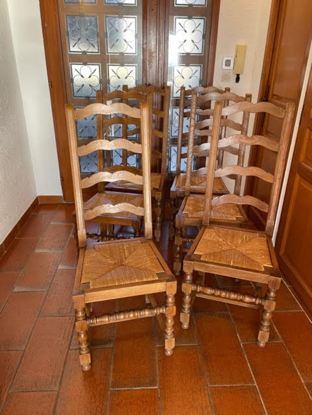 6 chaises ch&ecirc;ne et empaillage Meubles