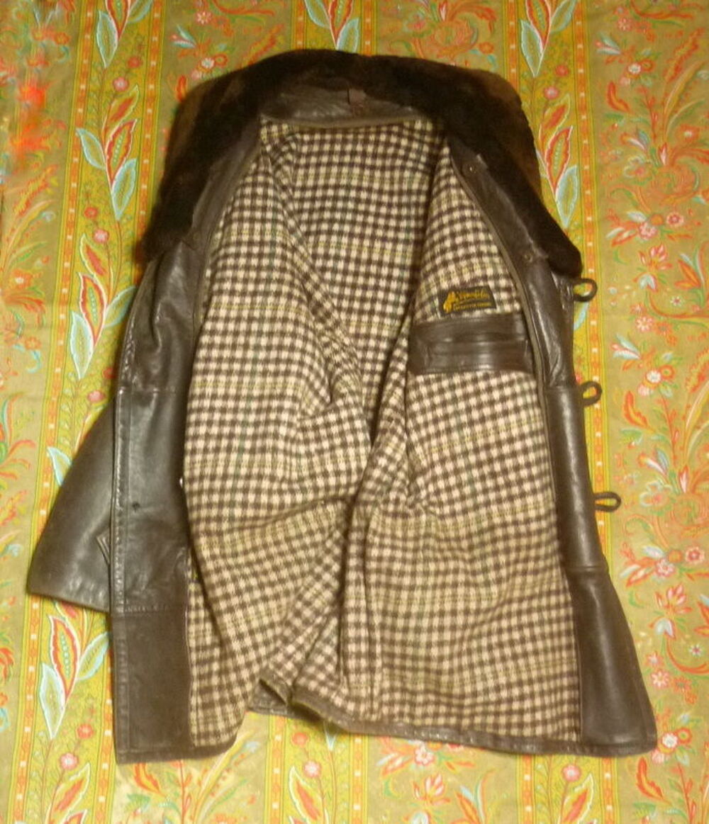 Blouson cuir noir - moto/aviateur + canadienne cuir 1960. Vêtements