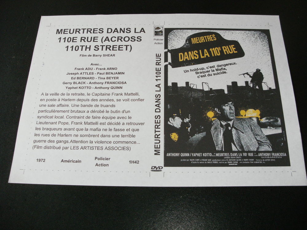 Film : " Meurtres dans la 110 eme rue " DVD et blu-ray
