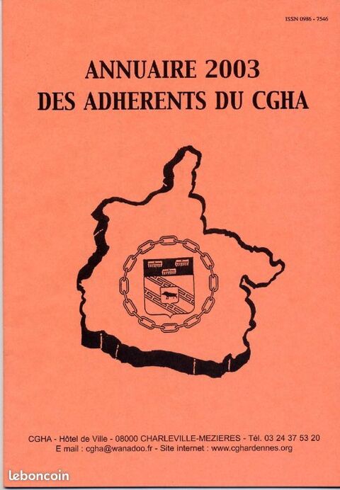 Annuaire 2003 adhrents CGHA (Cercle gnalogique Ardennes 4 Argenteuil (95)