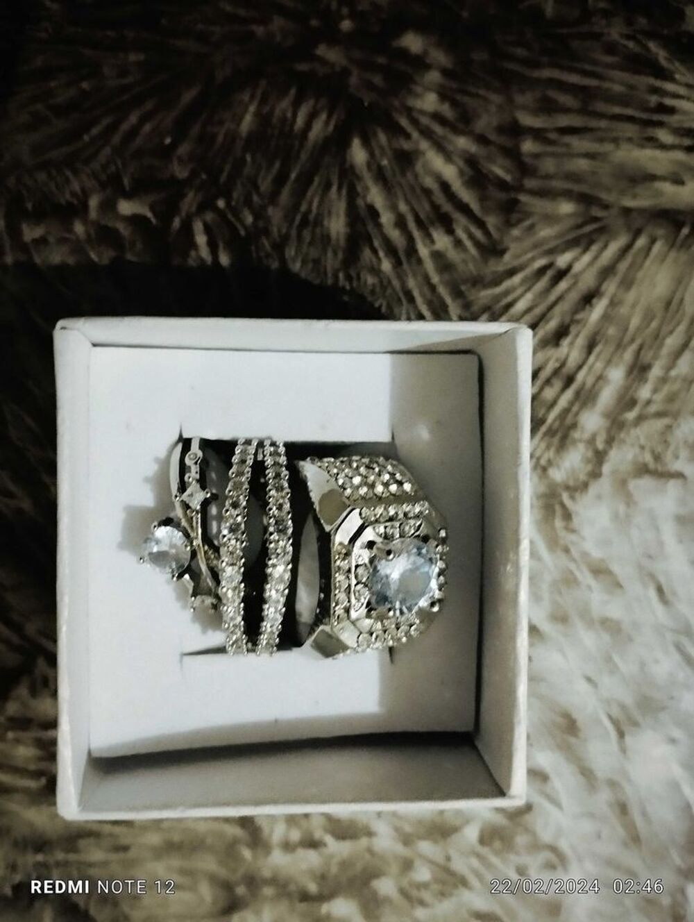 lot de combin&eacute; 3 bague en argent avec diamants zircon... Bijoux et montres
