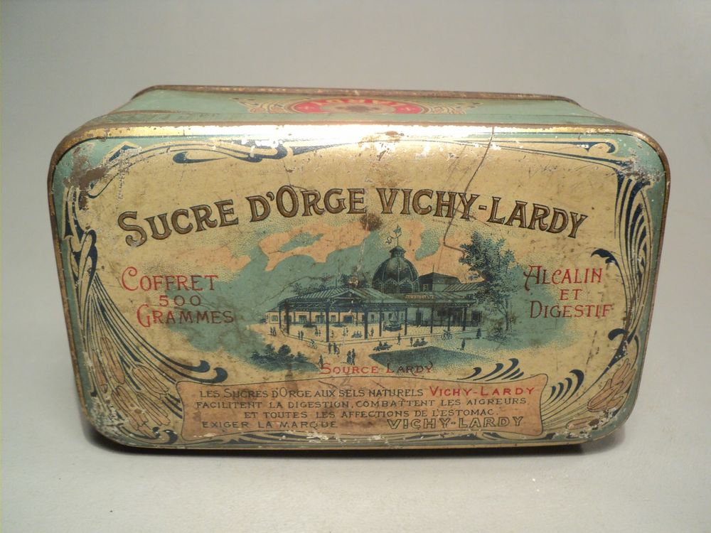 Ancienne Boite Publicitaire Sucre d'Orge Vichy-Lardy 1900 