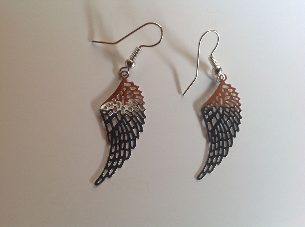 BOUCLES OREILLES ARGENT&Eacute; AILES 3,5cm Envoi Possible Bijoux et montres