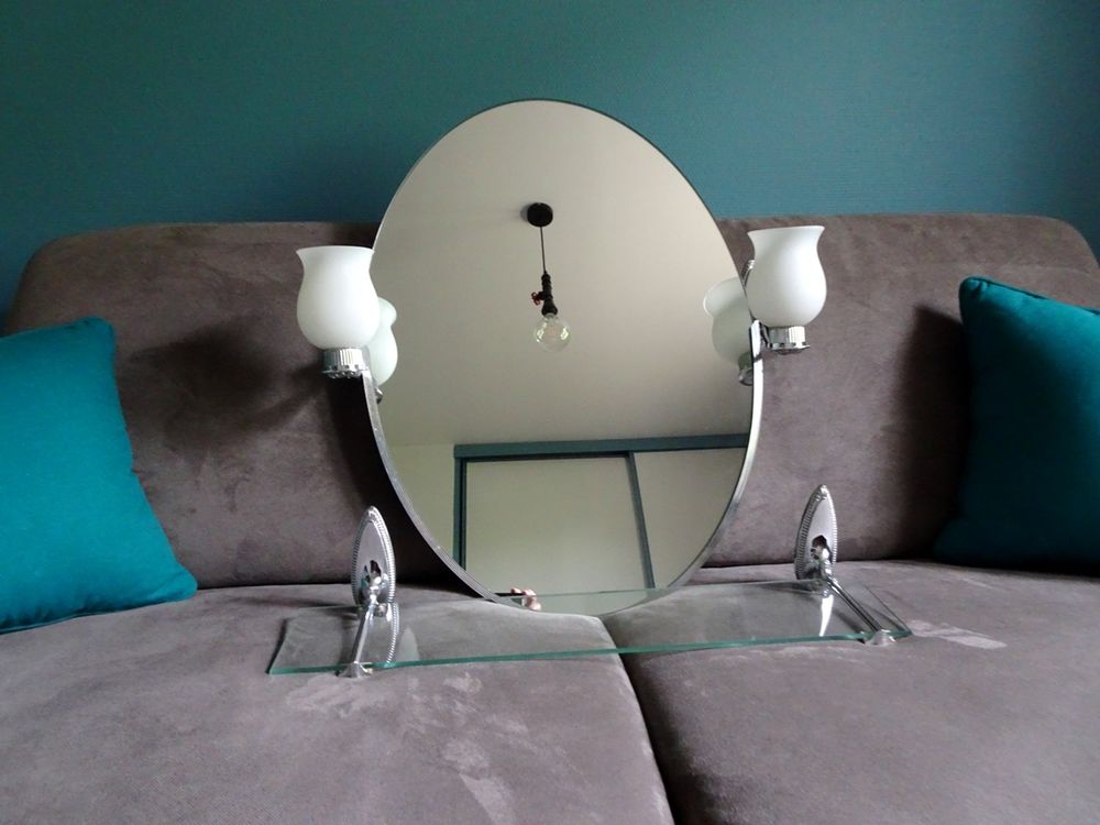 Glace miroir appliques + Tablette en verre Décoration