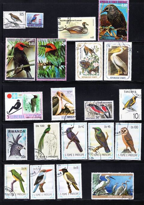 lot de 21 timbres d'AFRIQUE avec des OISEAUX 1 Les Églisottes-et-Chalaures (33)