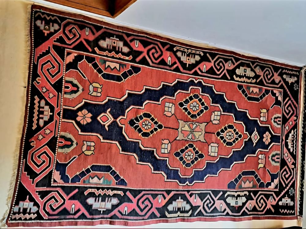 Tapis Kilim antique fait main en laine Décoration