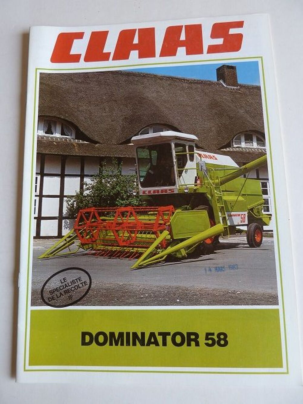 Prospectus moissonneuses CLAAS DOMINATOR 58 