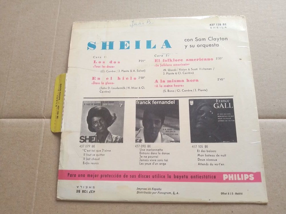 Sheila Tr&egrave;s Rare Vinyle 45 Tours 4 Titres Pressage Espagne " CD et vinyles
